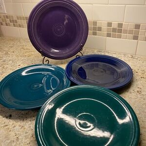 Vibrant Dinner Plate Set in Purple, Blue, and Green